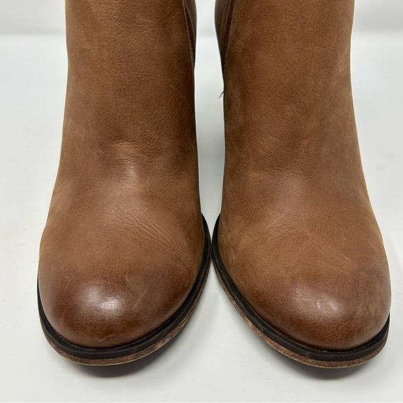 Nordstrom BP Tan Light Brown Leather Stacked Heel Ankle Boots Size 10 Comfort - Picture 6 of 14